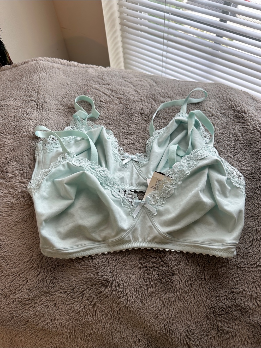 NWT - Hanro Light Mint Lace-Trim Bralette Duo